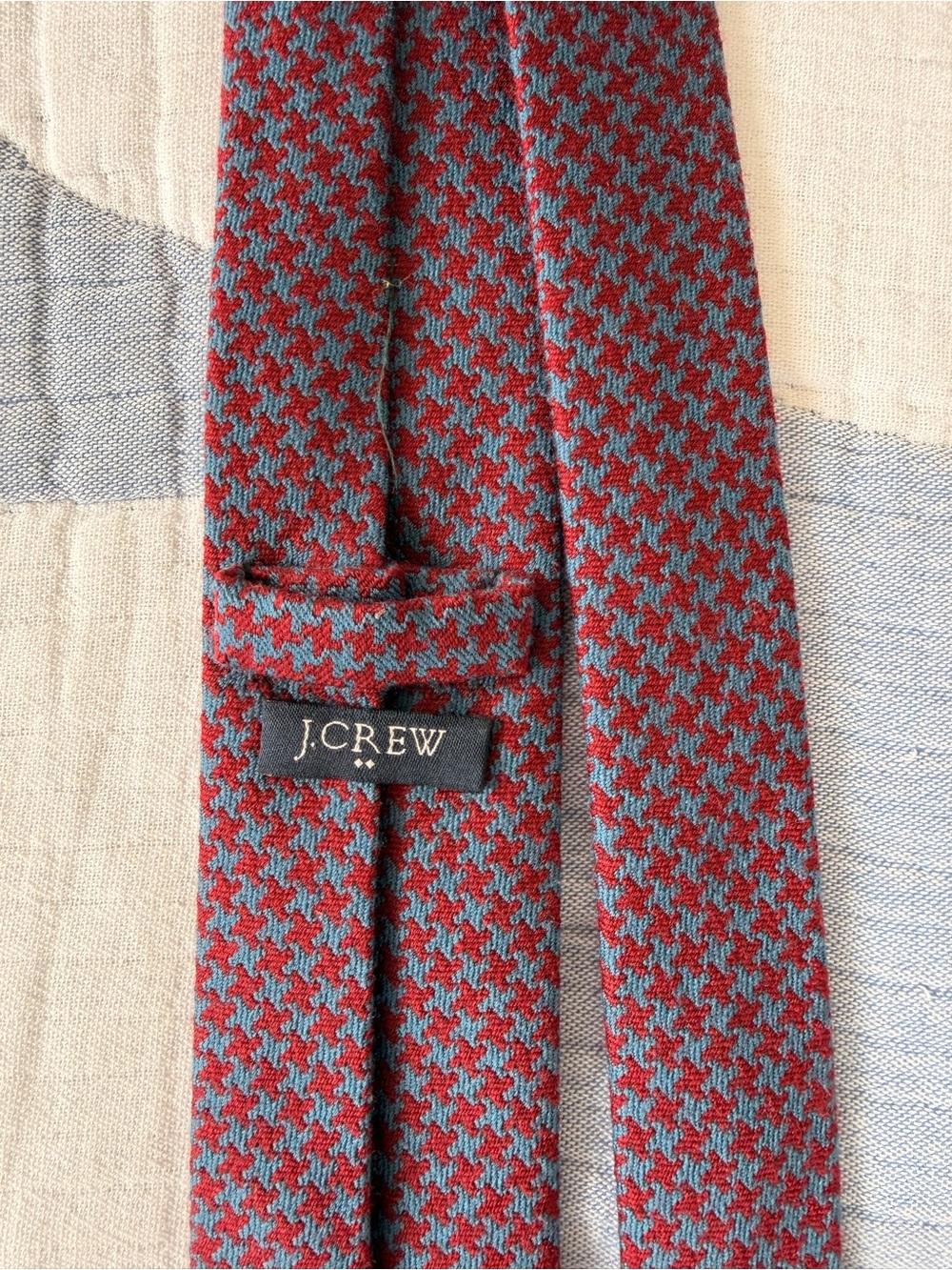 J. Crew Factory Red and Blue Houndstooth Knit Tie